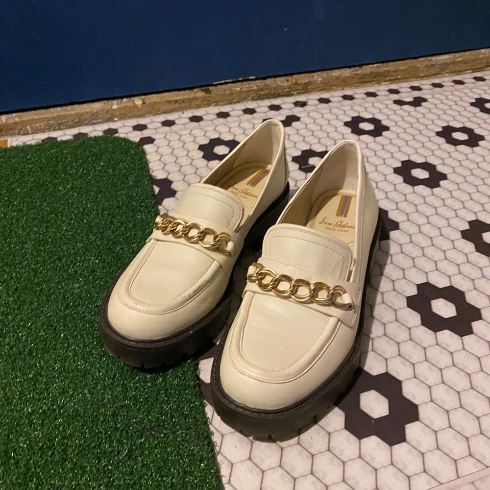 Sam Edelman Taelor Lug Sole Ivory Loafers 5.5 - Picture 2 of 9